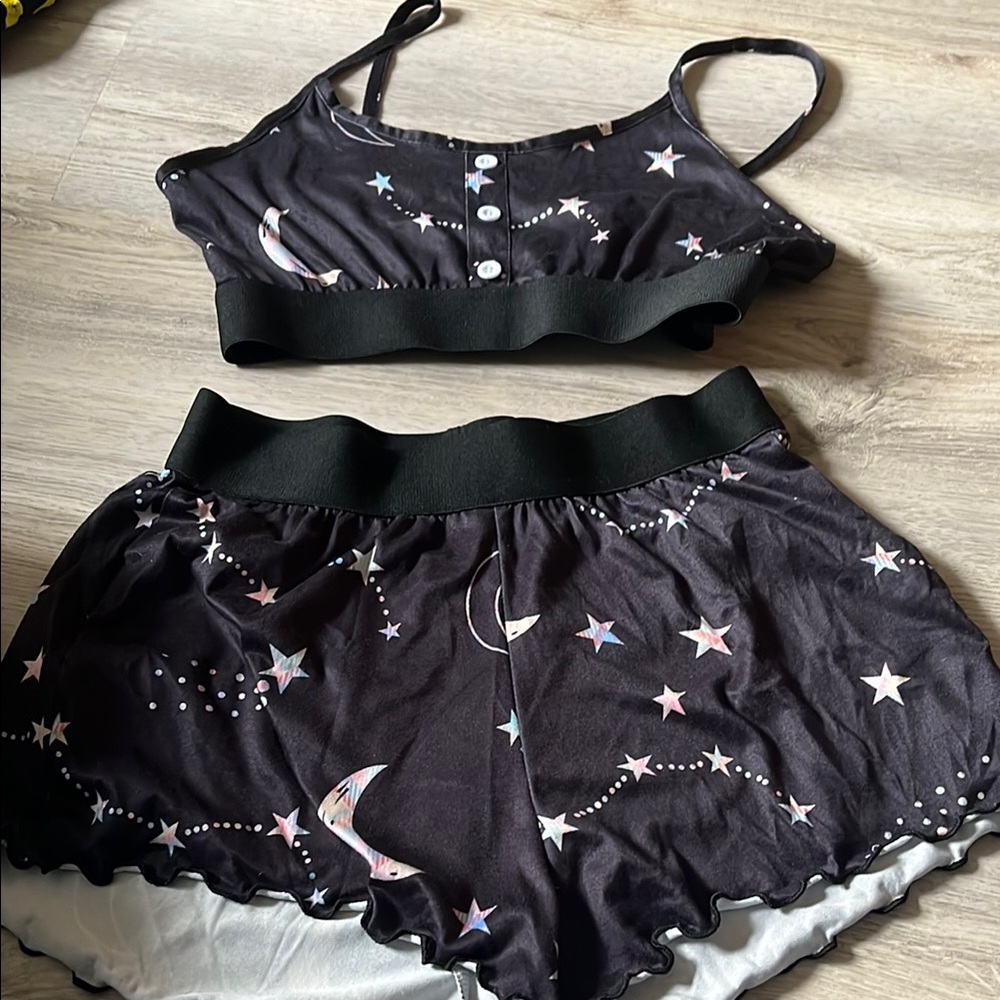 ROMWE Black Celestial Pajama Set